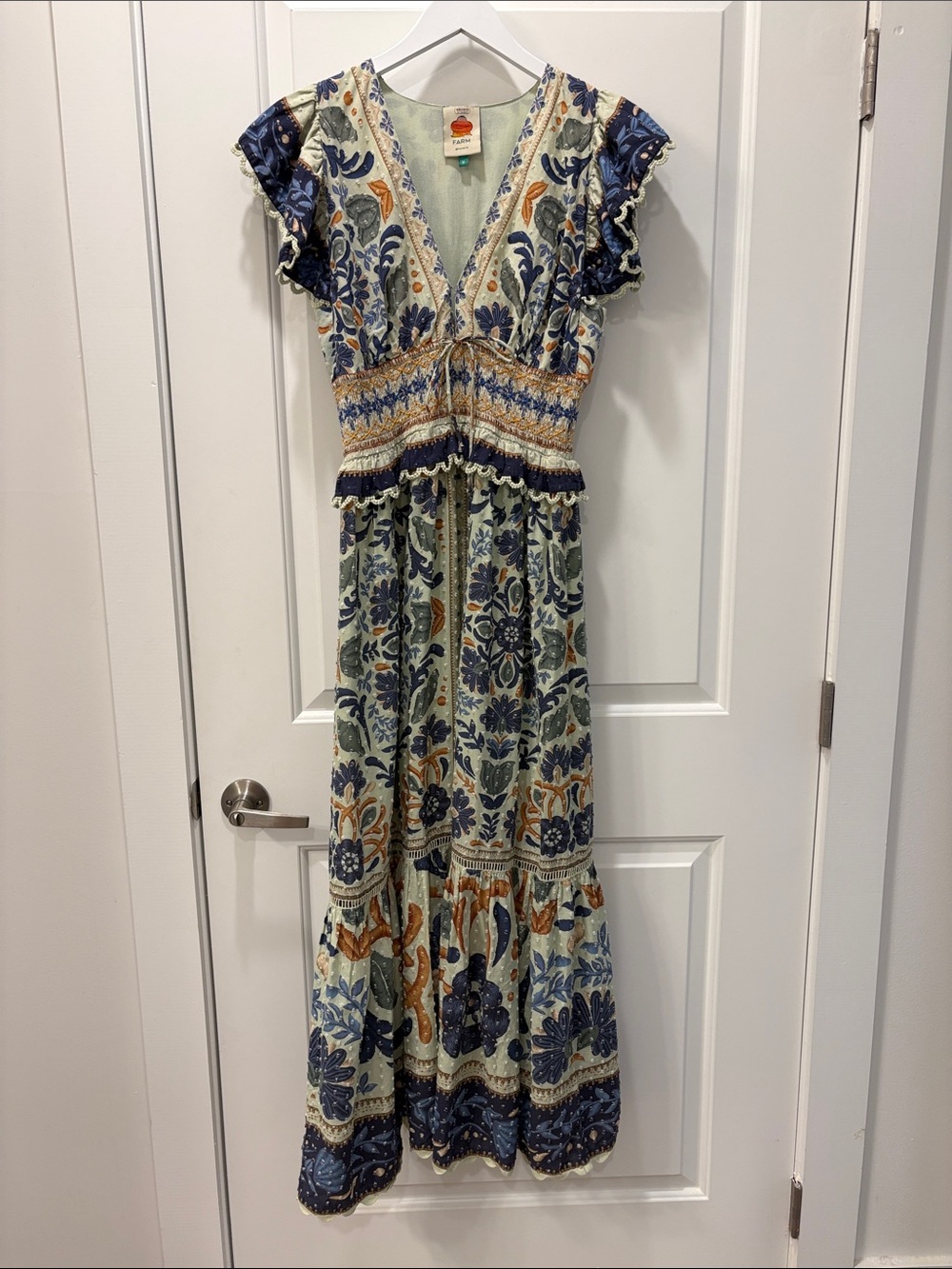 Farm Rio Ocean Tapestry Maxi Dress | Size M | Green Floral | Cotton - Picture 16 of 16